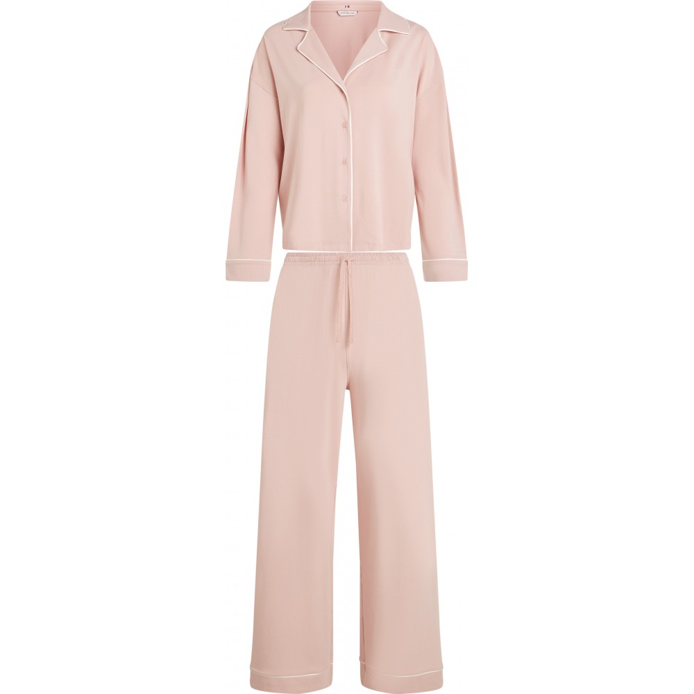 TOMMY HILFIGER UW0UW06142-C1G, Γυναικείο Set Κουμπωτή Πυτζάμα  LS SHIRT PANTS SET , ΡΟΖ