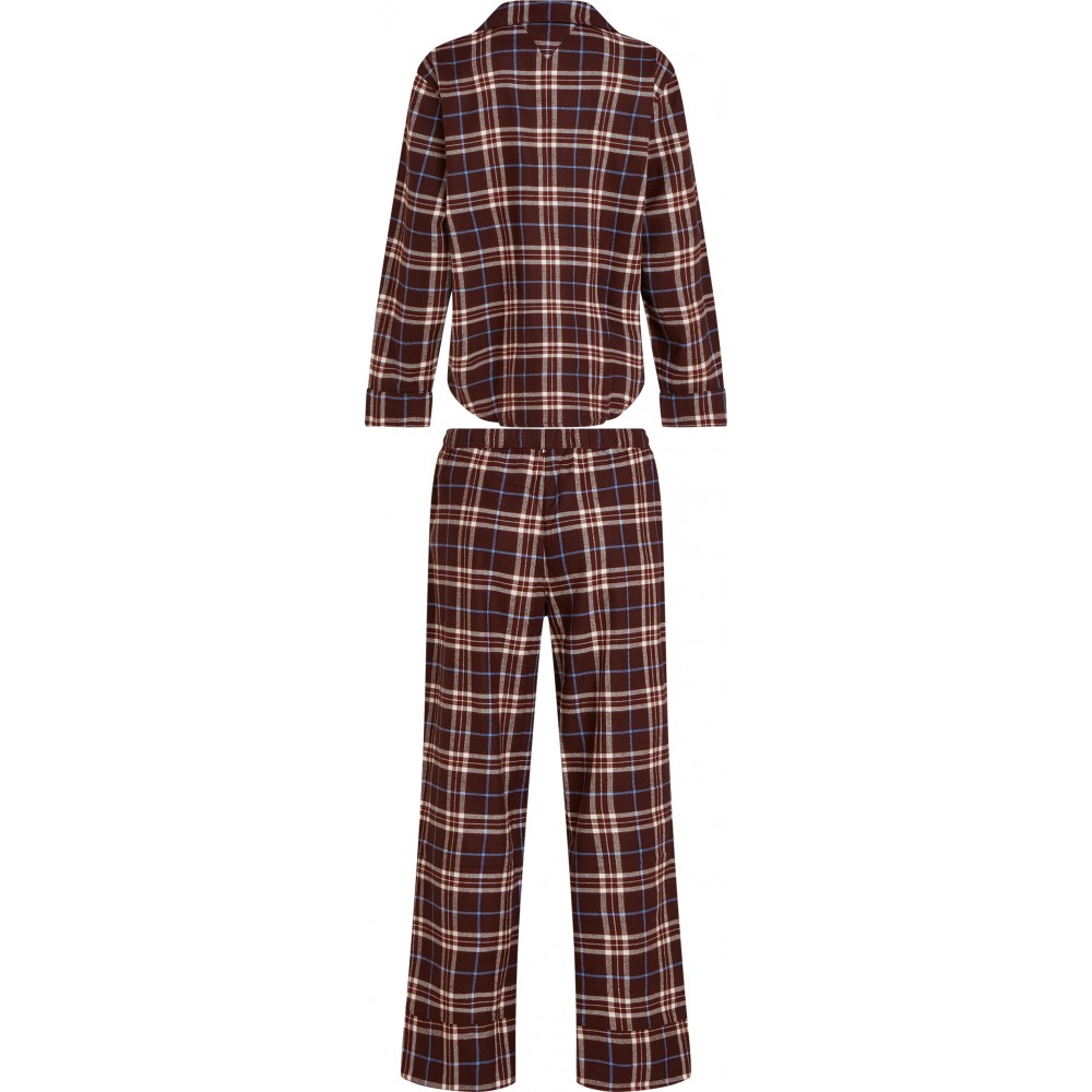 Tommy Hilfiger UW0UW06158-0KQ Essential Flannel Long Sleeve Pyjama Set, Burgundy