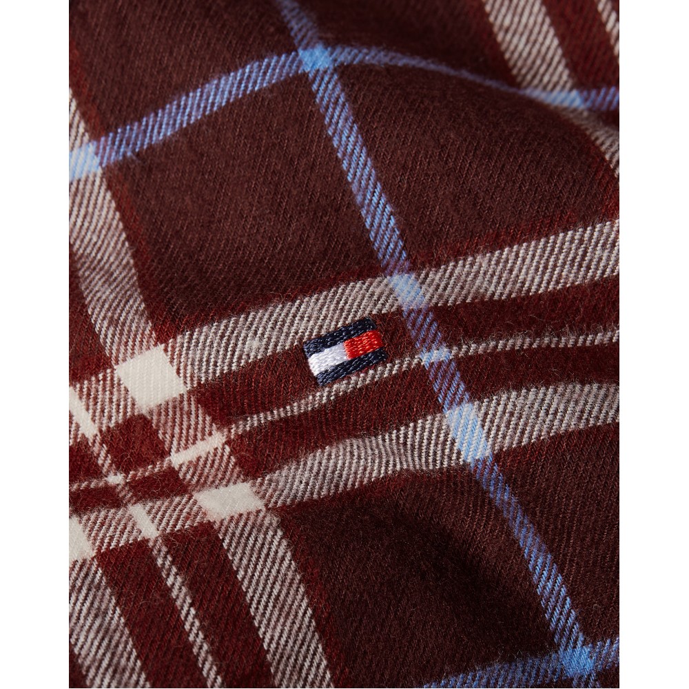 Tommy Hilfiger UW0UW06158-0KQ Essential Flannel Long Sleeve Pyjama Set, Burgundy
