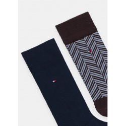 TOMMY HILFIGER 701236309-003, Ανδρικές βαμβακερές Κάλτσες 2 pack, IRREGULAR HERRINGBONE,  CHOCOLATE BROWN
