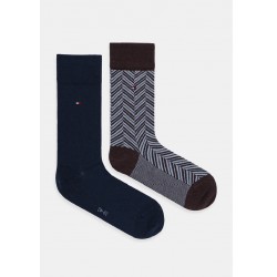 TOMMY HILFIGER 701236309-003, Ανδρικές βαμβακερές Κάλτσες 2 pack, IRREGULAR HERRINGBONE,  CHOCOLATE BROWN