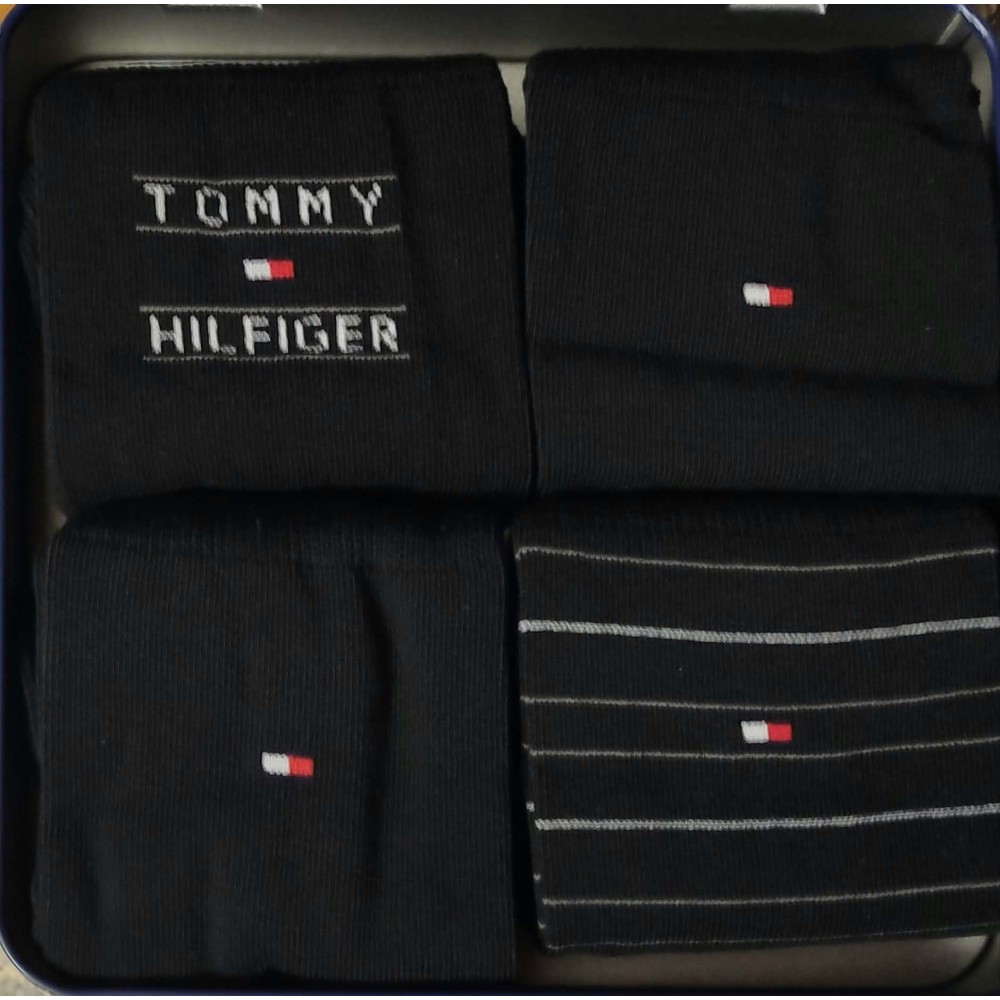 Tommy Hilfiger 701241158-002 Ανδρικές Κάλτσες 4τεμ. σε Συσκευασία Δώρου ΜΑΥΡΟ