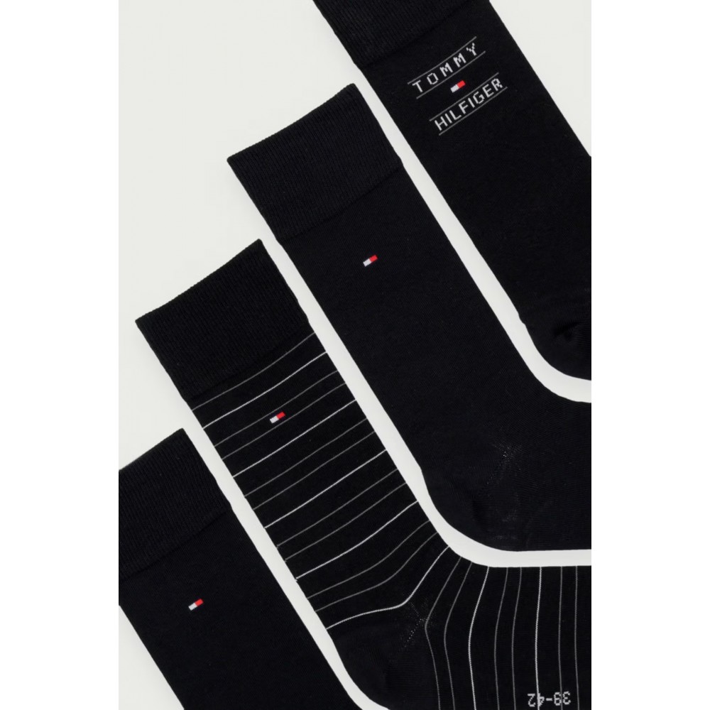 Tommy Hilfiger 701241158-002 Ανδρικές Κάλτσες 4τεμ. σε Συσκευασία Δώρου ΜΑΥΡΟ