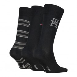 Tommy Hilfiger 701241159-002 TH MEN SOCK 3p GIFT BOX MONOGRAM STRIPE, ΜΑΥΡΟ