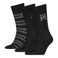 Tommy Hilfiger 701241159-002 TH MEN SOCK 3p GIFT BOX MONOGRAM STRIPE, ΜΑΥΡΟ