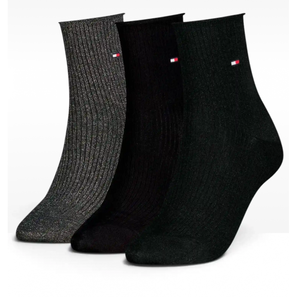 Tommy Hilfiger 701242187-001,  TH WOMEN SHORT SOCK  3p GIFT BOX LUREX