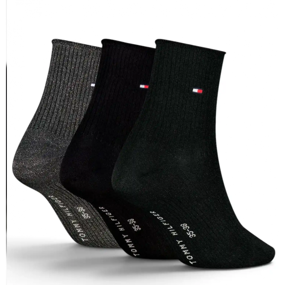 Tommy Hilfiger 701242187-001,  TH WOMEN SHORT SOCK  3p GIFT BOX LUREX