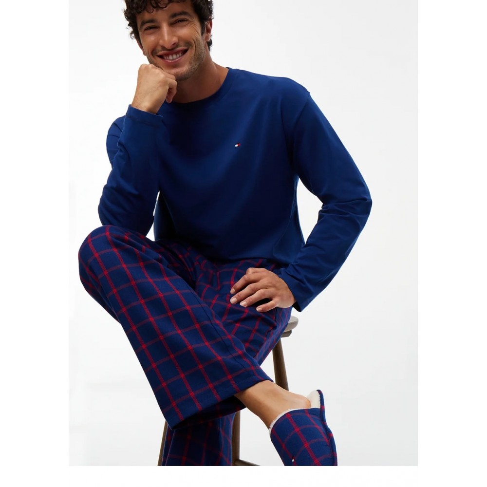 Tommy Hilfiger  UM0UM04019-0V0 LS FLANNEL PJ+ SLIPPERS, Ανδρική Πυζάμα Σετ Gift Box