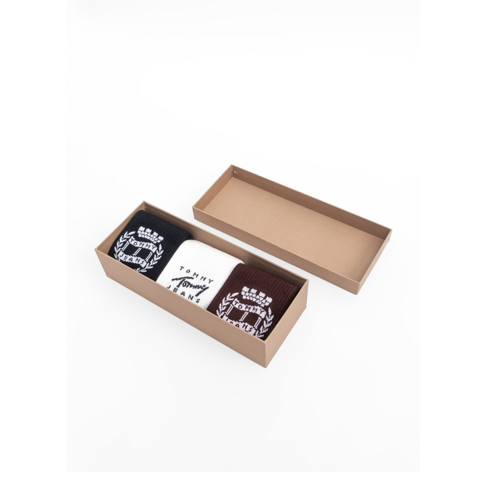 Tommy Hilfiger 701242190-001,  Κάλτσες Unisex  3pc CREST GIFTBOX, ΜΠΟΡΝΤΟ-ΑΣΠΡΟ-ΜΠΛΕ