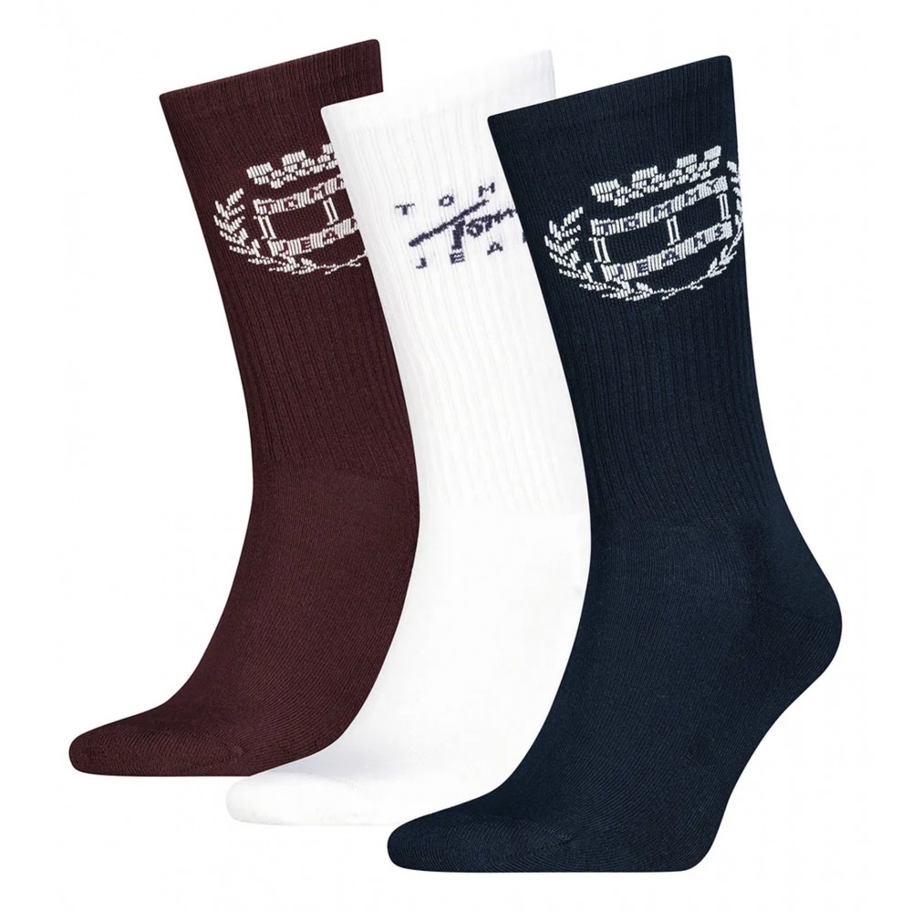 Tommy Hilfiger 701242190-001,  Κάλτσες Unisex  3pc CREST GIFTBOX, ΜΠΟΡΝΤΟ-ΑΣΠΡΟ-ΜΠΛΕ