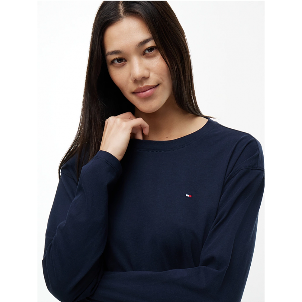 Tommy Hilfiger UW0UW06600-05F, Essential Jersey Long Sleeve Pyjama Set Γυναικεία Πυζάμα ΜΠΛΕ ΣΚΟΥΡΟ