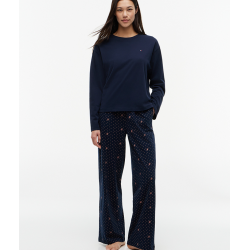 Tommy Hilfiger UW0UW06600-05F, Essential Jersey Long Sleeve Pyjama Set Γυναικεία Πυζάμα ΜΠΛΕ ΣΚΟΥΡΟ