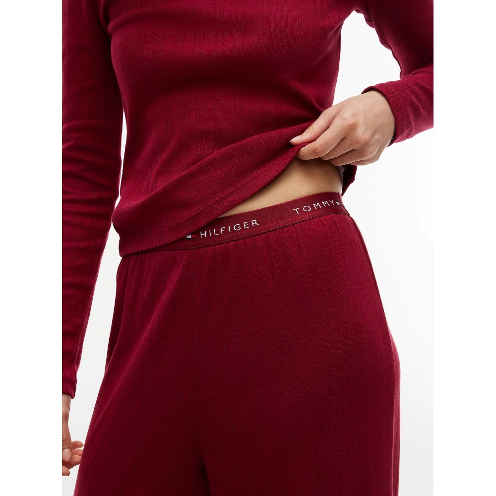 Tommy Hilfiger UW0UW06603-XJS, Essential Pointelle Pyjama Set And Scrunchie, ΜΠΟΡΝΤΟ