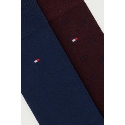TOMMY HILFIGER 701241991-003 Ανδρικές Κάλτσες 2pcs  TH MEN SOCK FLAG AOP, DARK NAVY+BORDEAUX