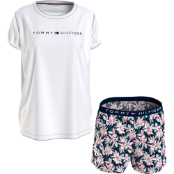 Γυναικείο Πυζαμάκι Tommy Hilfiger SS Woven Short SET UW0UW02975-0WU με shorts εμπριμέ