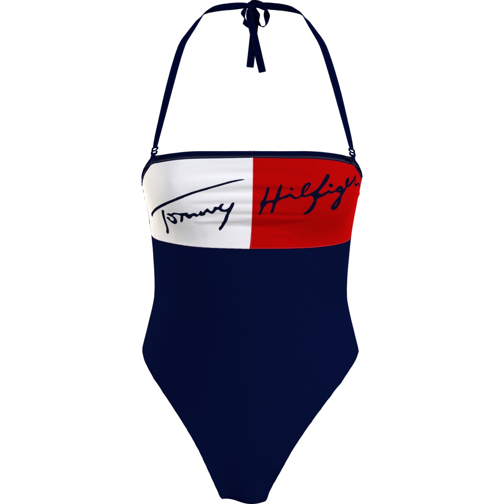 Ολόσωμο Μαγιό Tommy Hilfiger Cheeky Bandeau One-Piece RP UW0UW03466-DW5, ΜΠΛΕ ΣΚΟΥΡΟ