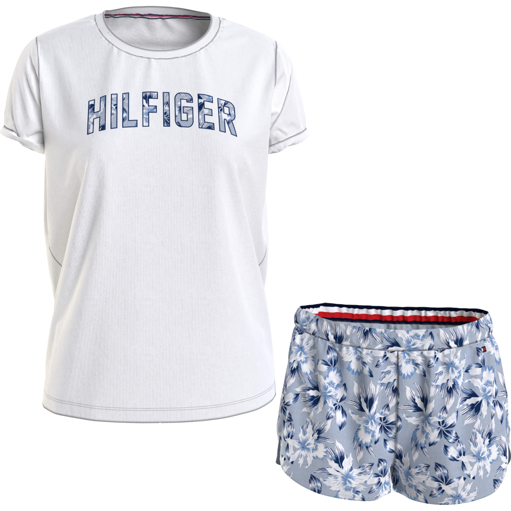 Γυναικείο Πυζαμάκι Tommy Hilfiger SS PJ SET UW0UW03621-0SW με shorts εμπριμέ