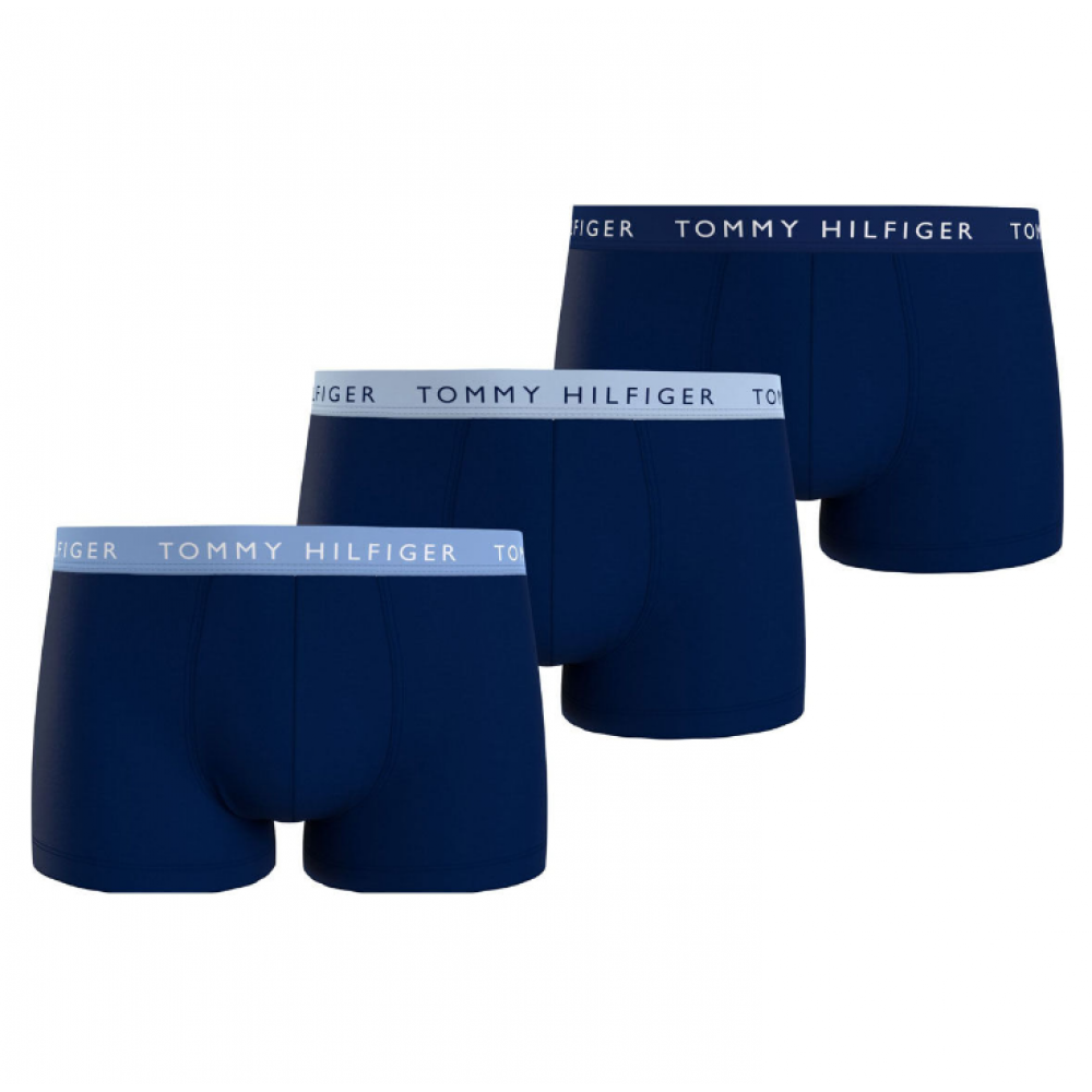 Ανδρικά Μπόξερ Tommy Hilfiger 3p Trunk UM0UM02324-0W4 σε μπλέ βάση με διαφορετικά λάστιχα