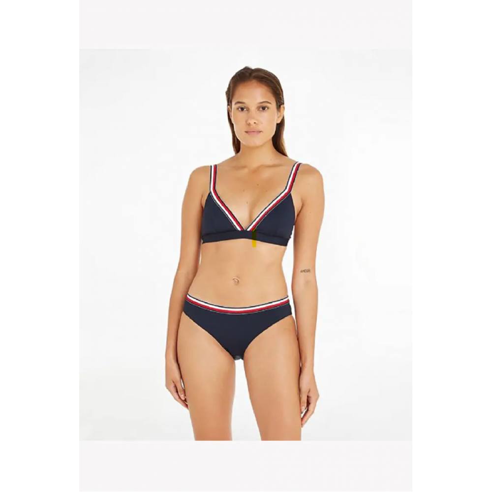 Tommy Hilfiger Μαγιό Slip Hipster Cut Bikini Stripes UW0UW04113-DW5, ΜΠΛΕ ΣΚΟΥΡΟ