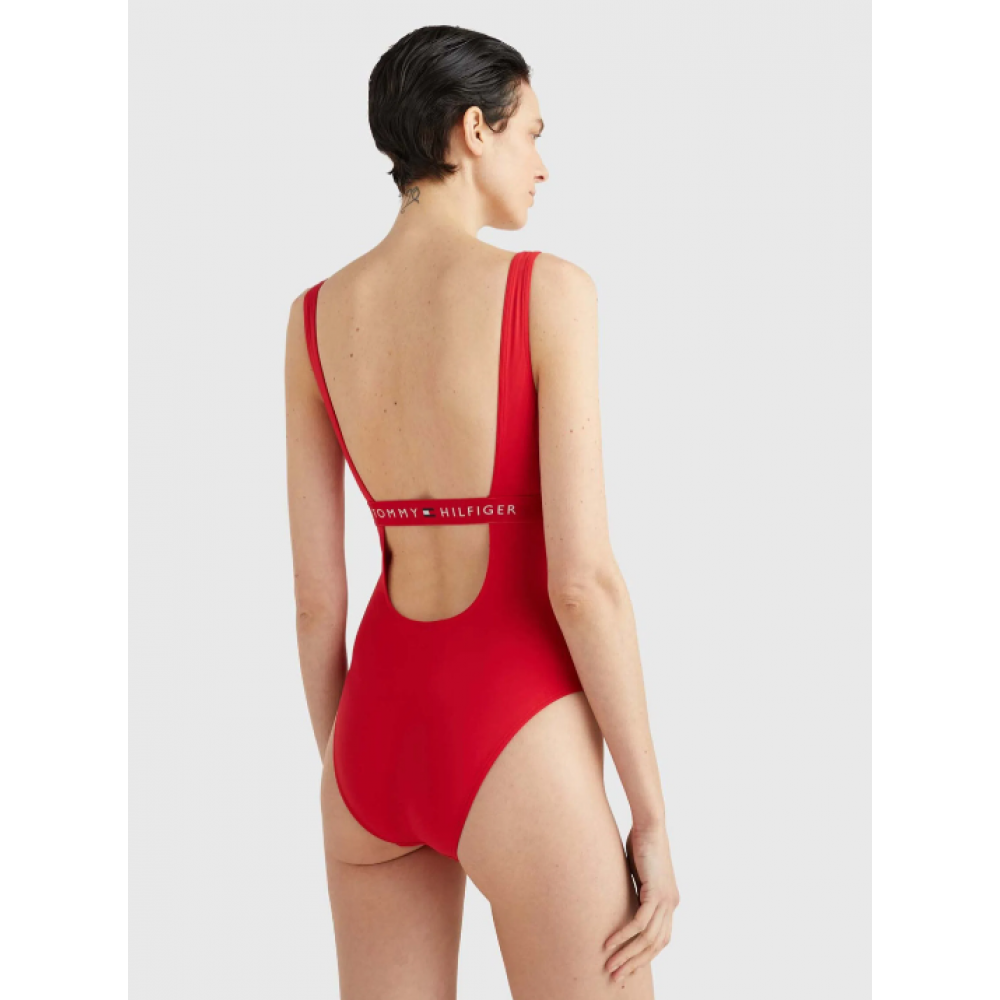 Ολόσωμο Μαγιό Tommy Hilfiger One-Piece UW0UW04126-XLG, με τετράγωνη λαιμόκοψη, ΚΟΚΚΙΝΟ