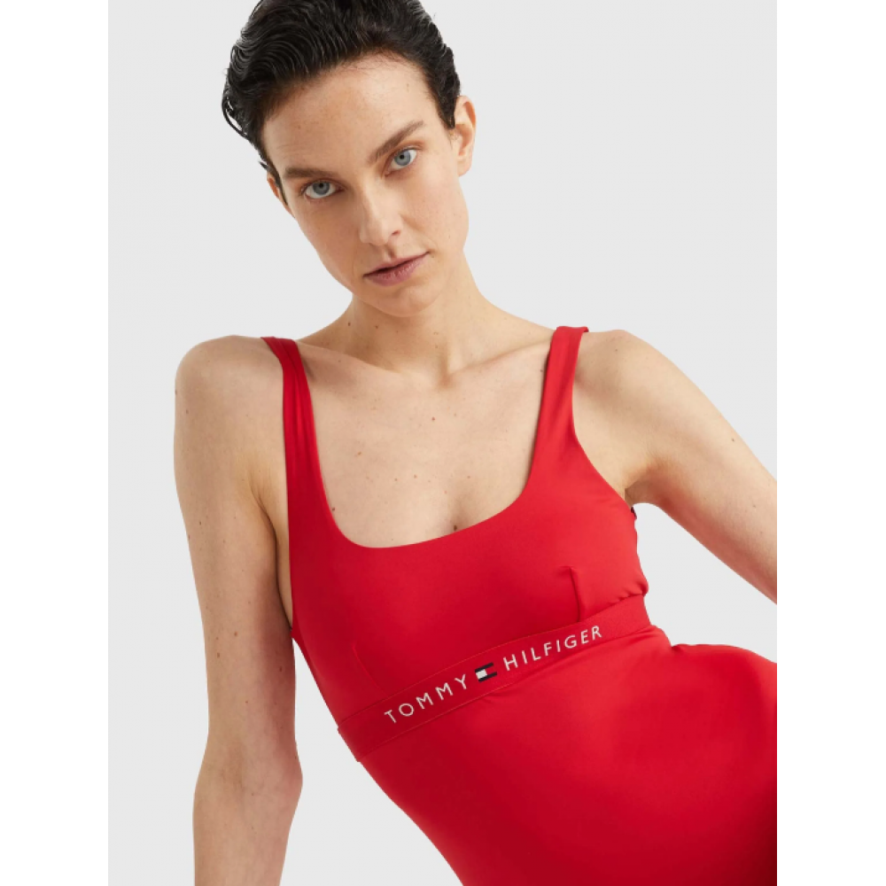 Ολόσωμο Μαγιό Tommy Hilfiger One-Piece UW0UW04126-XLG, με τετράγωνη λαιμόκοψη, ΚΟΚΚΙΝΟ