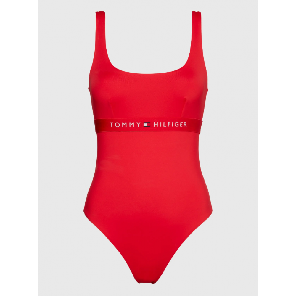 Ολόσωμο Μαγιό Tommy Hilfiger One-Piece UW0UW04126-XLG, με τετράγωνη λαιμόκοψη, ΚΟΚΚΙΝΟ