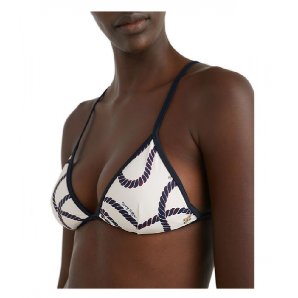 Γυναικείο Μαγιό Τοπ Tommy Hilfiger Triangle Fixed PR Print Bikini Top UW0UW04610-0F7 NAUTICAL ROPE