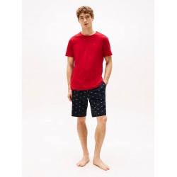 TOMMY HILFIGER UM0UM02319-0U8, Ανδρική Πυτζάμα CN SS SHORT JERSEY SET PRINT, ΜΠΛΕ/KOKKINH