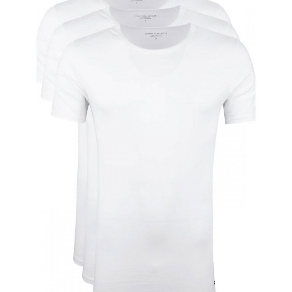 Tommy Hilfiger Premium Essentials 2s87905187-100, 3packs, Στρογγυλή λαιμόκοψη, Κοντό μανίκι ΑΣΠΡΟ