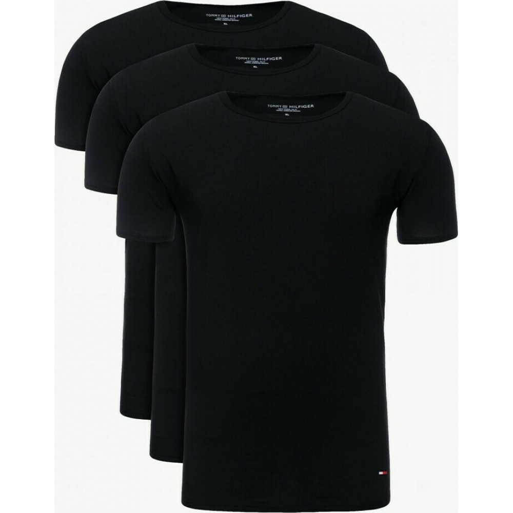 Tommy Hilfiger Premium Essentials 2s87905187-990, 3packs, Στρογγυλή λαιμόκοψη, Κοντό μανίκι ΜΑΥΡΟ