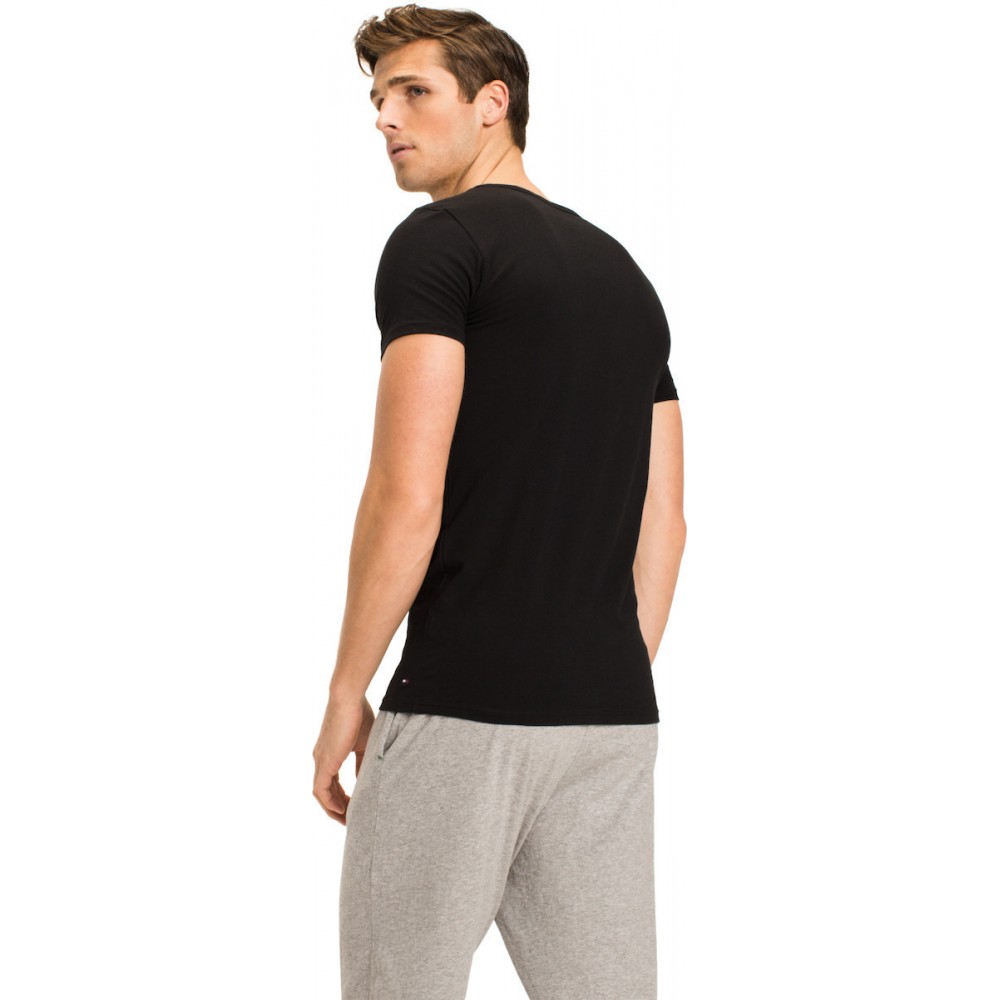 Tommy Hilfiger Premium Essentials 2s87905187-990, 3packs, Στρογγυλή λαιμόκοψη, Κοντό μανίκι ΜΑΥΡΟ