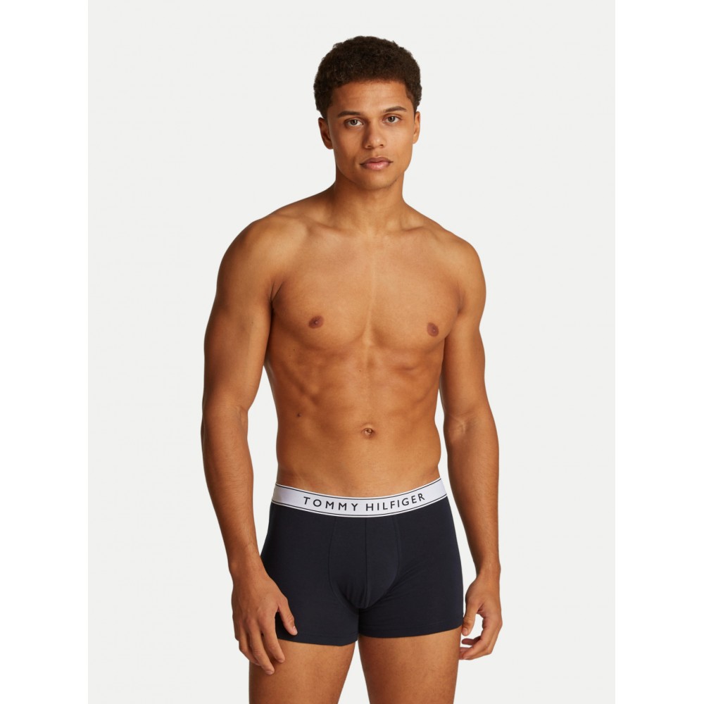 Tommy Hilfiger 3pack TRUNK WB, Ανδρικά Μπόξερ 3τεμ. με εξωτερικό λάστιχο, ΜΠΛΕ ΣΚΟΥΡΟ