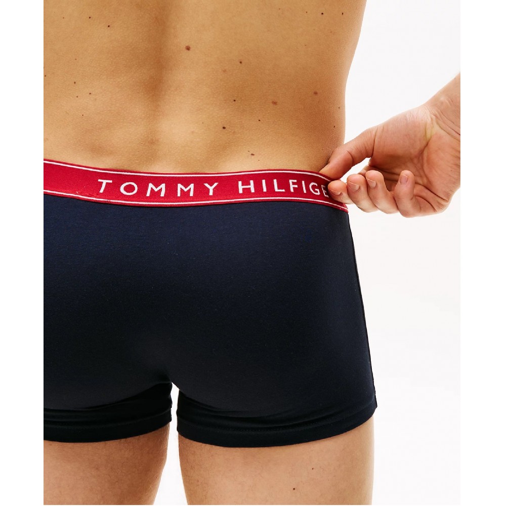 Tommy Hilfiger 3pack TRUNK WB, Ανδρικά Μπόξερ 3τεμ. με εξωτερικό λάστιχο, ΜΠΛΕ ΣΚΟΥΡΟ