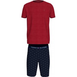 TOMMY HILFIGER UM0UM02319-0U8, Ανδρική Πυτζάμα CN SS SHORT JERSEY SET PRINT, ΜΠΛΕ/KOKKINH