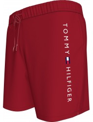 Tommy Hilfiger UM0UM03267-XLD,  Plus Size Medium Drawstring Ανδρικό Μαγιό Βερμούδα, ΣΚΟΥΡΟ ΚΟΚΚΙΝΟ