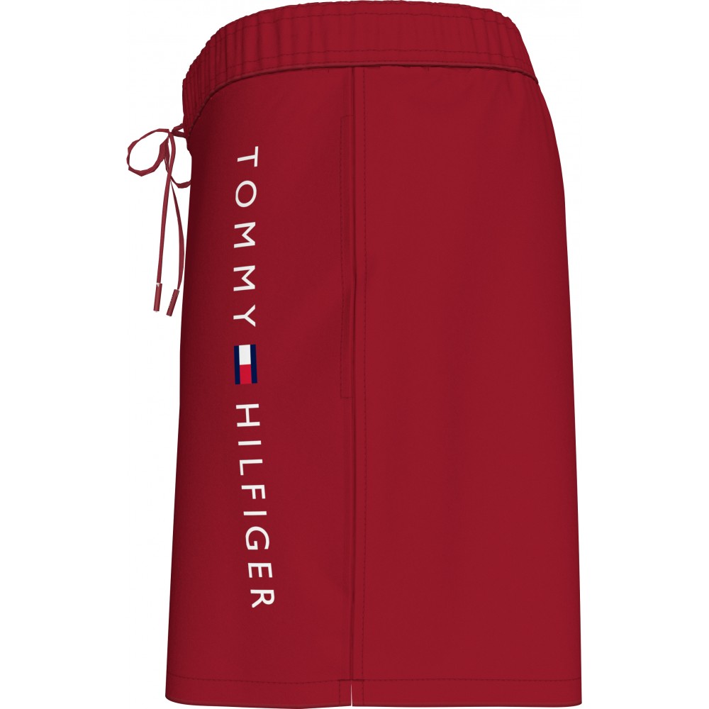 Tommy Hilfiger UM0UM03267-XLD,  Plus Size Medium Drawstring Ανδρικό Μαγιό Βερμούδα, ΣΚΟΥΡΟ ΚΟΚΚΙΝΟ