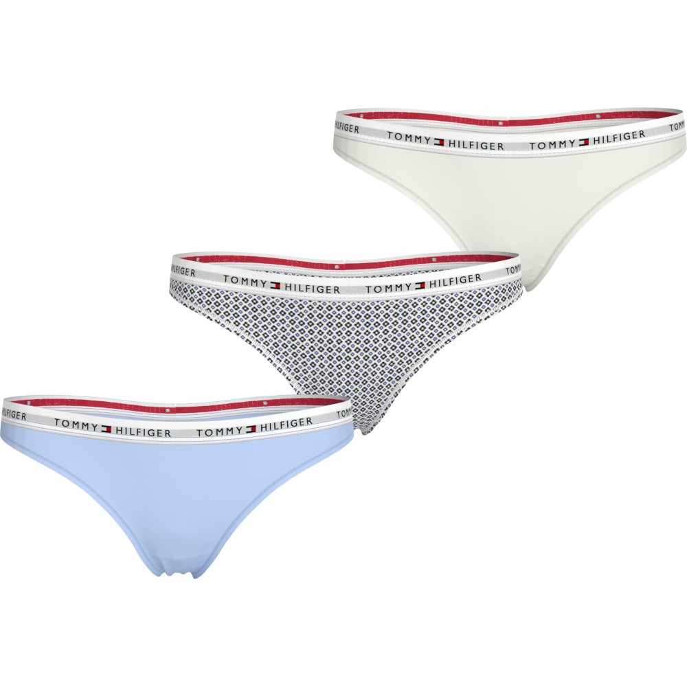 Tommy Hilfiger UW0UW05530-0V0, 3PACK THONG, Set Γυναικείa Κυλοτάκια Στρινγκ, MULTI COLOR