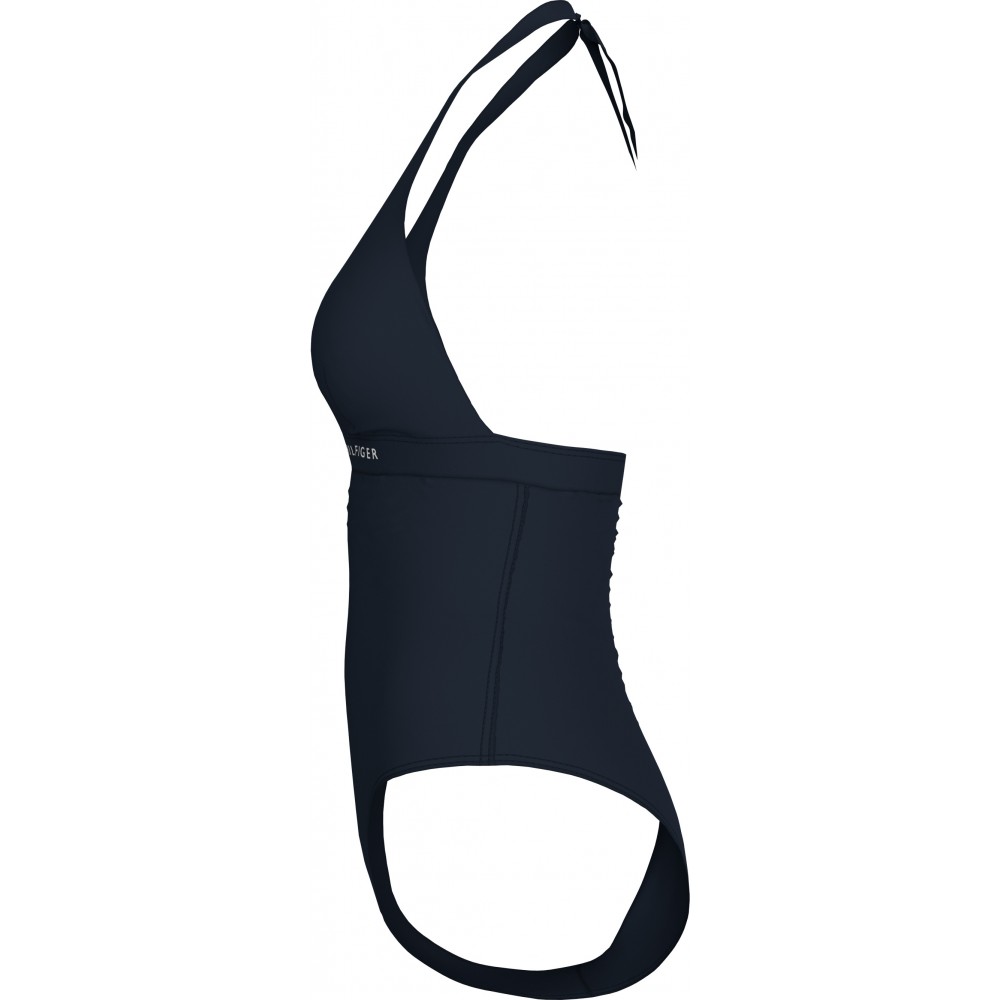 TOMMY HILFIGHER UW0UW05850-C1G, Γυναικείο Ολόσωμο Μαγιό HALTER ONE PIECE, ΜΑΥΡΟ