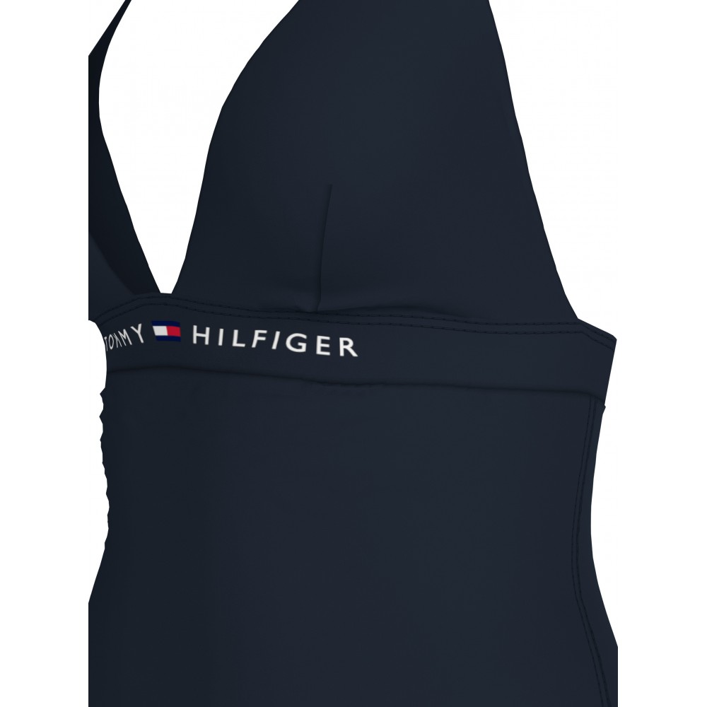 TOMMY HILFIGHER UW0UW05850-C1G, Γυναικείο Ολόσωμο Μαγιό HALTER ONE PIECE, ΜΑΥΡΟ