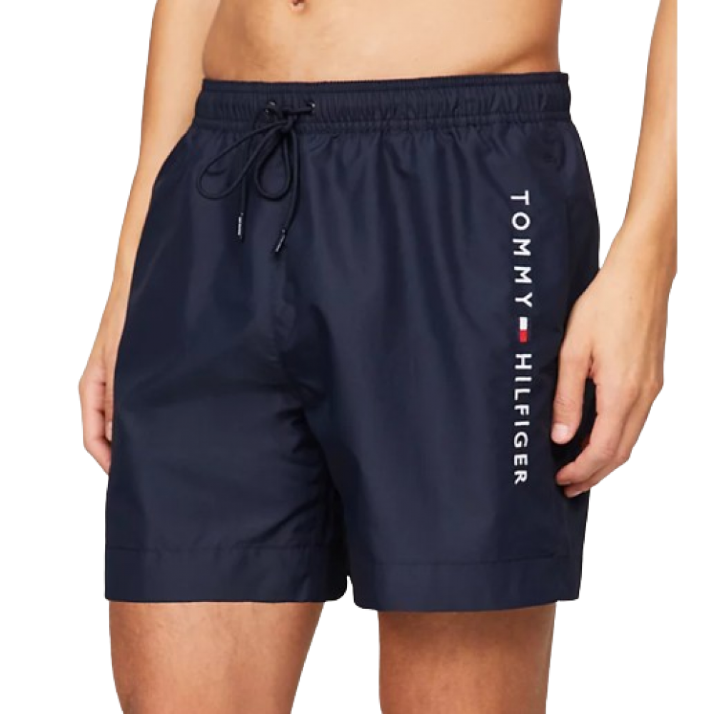 Tommy Hilfiger UM0UM03267-DW5, Plus Size Medium Drawstring Ανδρικό Μαγιό Βερμούδα,  ΜΠΛΕ ΣΚΟΥΡΟ