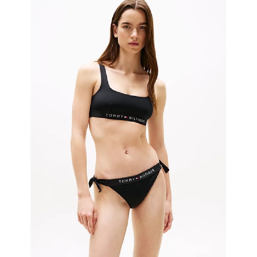 Tommy Hilfiger UW0UW04497-BDS, Γυναικείο Κυλοτάκι Μαγιό Side Tie Cheeky Bikini, ΜΑΥΡΟ