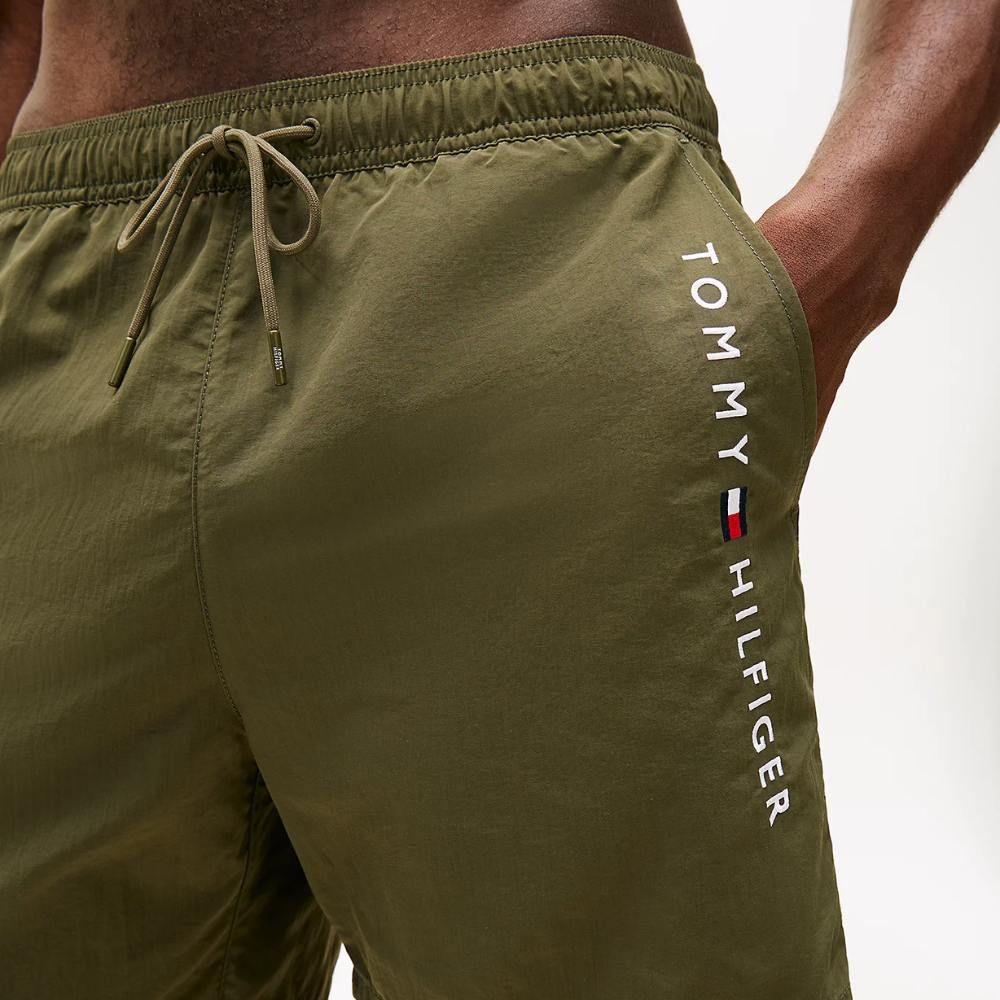 Tommy Hilfiger UM0UM03748-RBN,  Medium Drawstring Zip Pocket Ανδρικό Μαγιό Βερμούδα, ARMY GREEN