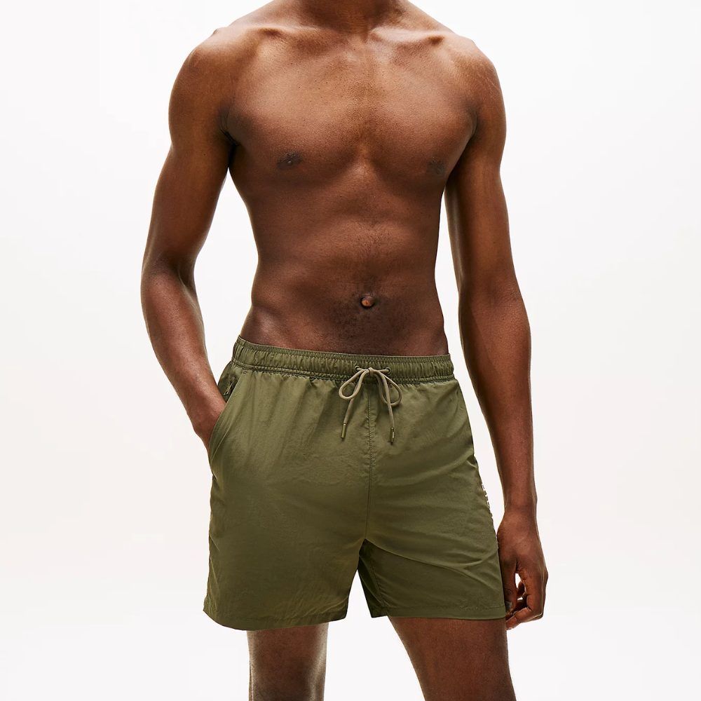 Tommy Hilfiger UM0UM03748-RBN,  Medium Drawstring Zip Pocket Ανδρικό Μαγιό Βερμούδα, ARMY GREEN