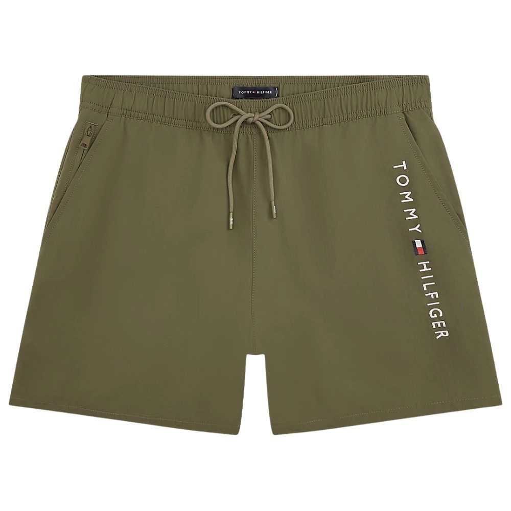 Tommy Hilfiger UM0UM03748-RBN,  Medium Drawstring Zip Pocket Ανδρικό Μαγιό Βερμούδα, ARMY GREEN