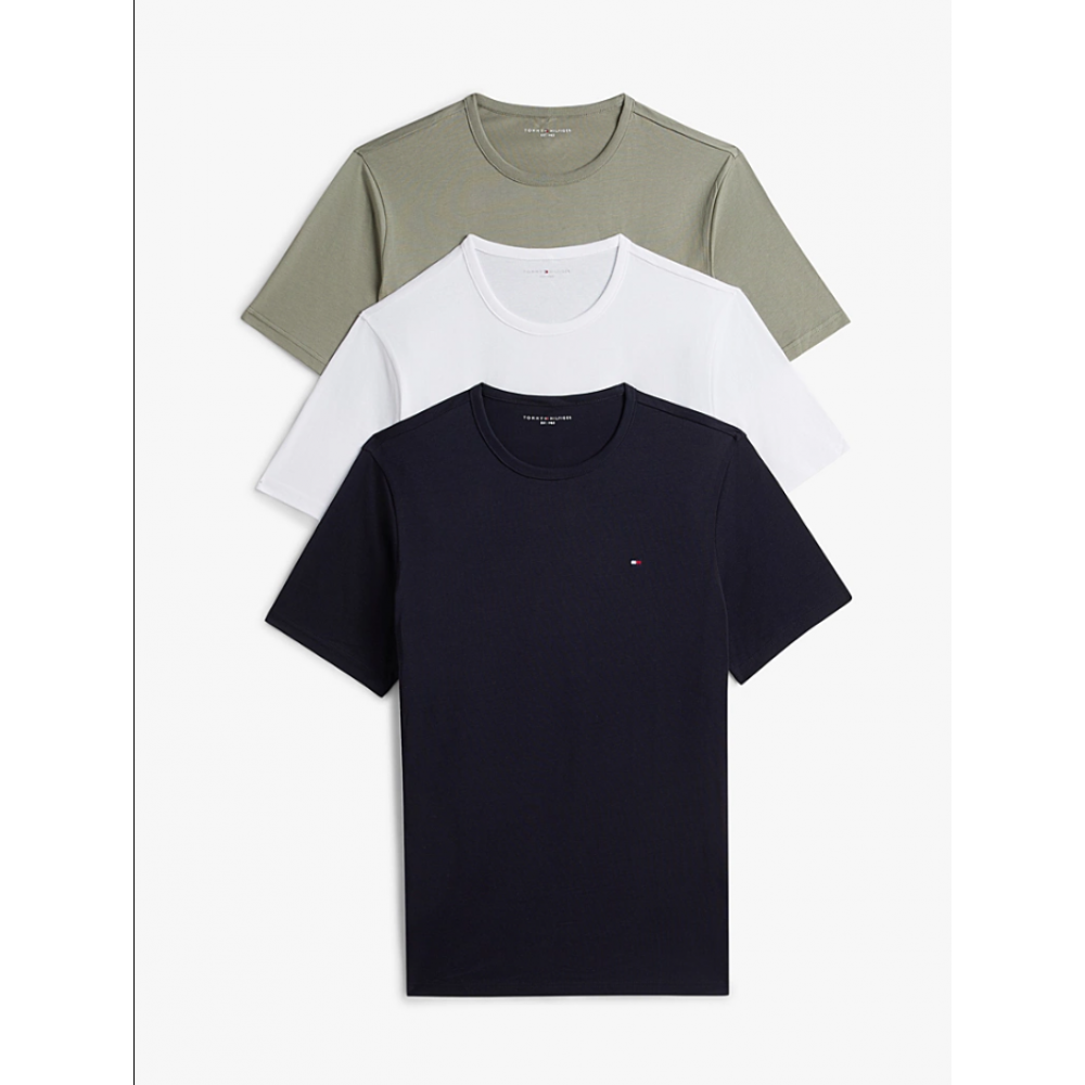 Tommy Hilfiger UM0UM03870-0XO, Ανδρικά T-Shirts 3p. SS TEE Βαμβακερά με στρογγυλή λαιμόκοψη, MULTI COLOR