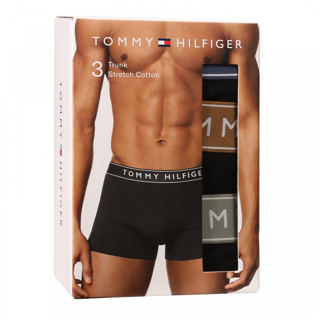 Tommy Hilfiger UM0UM03881-06I, Ανδρικά Μπόξερ Essential Logo Waistband  Trunks,  ΜΑΥΡΟ