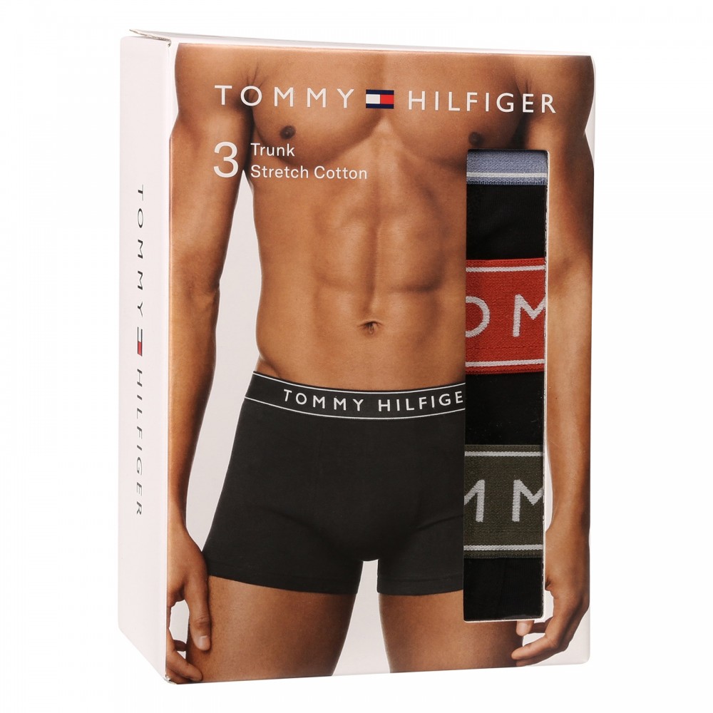 Tommy Hilfiger UM0UM03881-0UC, Ανδρικά Μπόξερ Essential Logo Waistband  Trunks,  ΜΑΥΡΟ