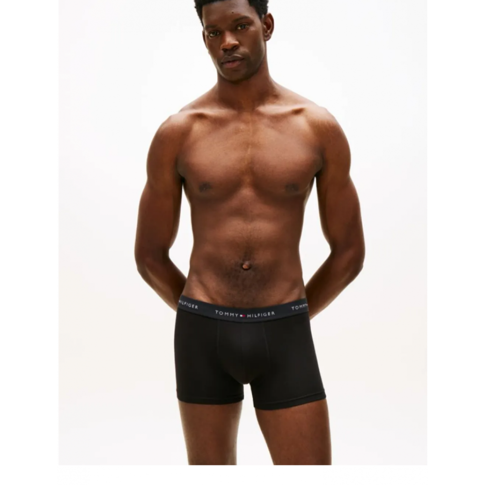 Tommy Hilfiger UM0UM03890-0YY 3pcs, Ανδρικά μπόξερ Signature Repeat Logo Waistband Trunks , ΜΑΥΡΟ