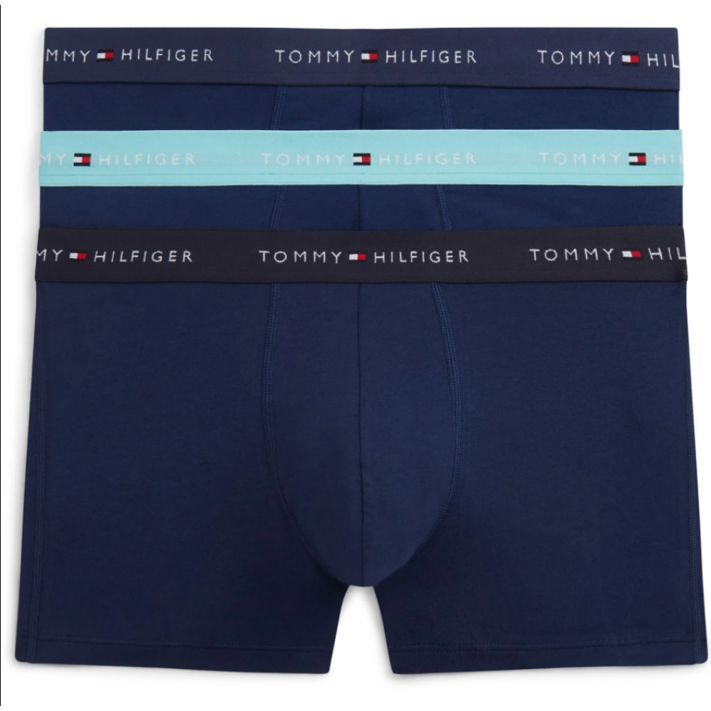 Tommy Hilfiger UM0UM03890-0YW 3p WB Trunk , Ανδρικά μπόξερ Σετ 3 τεμ. ΜΠΛΕ ΣΚΟΥΡΟ
