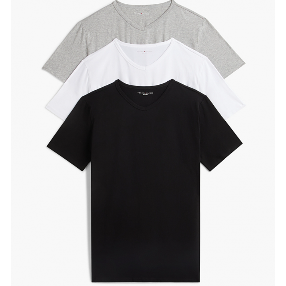 Tommy Hilfiger UM0UM03929-0XS, Ανδρικά T-Shirts 3p. V-Neck Short Sleeve Tee Stretch Cotton, MULTI COLOR